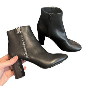 Jeffrey Campbell Prianka Ankle Bootie in Black Leather Side Zip 5.5 M
